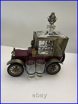 Vintage Ford 1918 Liquor Decanter Music Box With 4 Shot Glasses Works