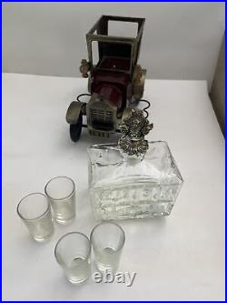 Vintage Ford 1918 Liquor Decanter Music Box With 4 Shot Glasses Works
