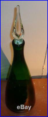Vintage Forest Green 920L Decanter Clear stopper Winslow Anderson Label attached