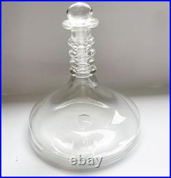 Vintage Four Ring Ships Mariners Decanter Hand Blown Clear Glass with Stopper