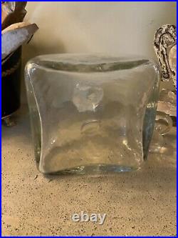 Vintage French Handblown Clear Glass Decanter w Stopper Heavy
