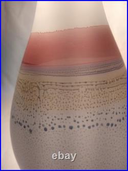 Vintage Frosted Art Glass Decanter Set 6 Stem Glasses Pink Amber Drip Studio