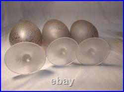 Vintage Frosted Art Glass Decanter Set 6 Stem Glasses Pink Amber Drip Studio