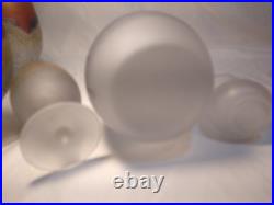 Vintage Frosted Art Glass Decanter Set 6 Stem Glasses Pink Amber Drip Studio