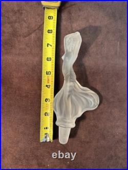 Vintage Frosted Glass Nude Nymph Decanter Stopper Czech Bohemian Art Deco 8