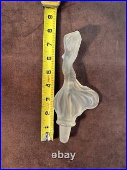 Vintage Frosted Glass Nude Nymph Decanter Stopper Czech Bohemian Art Deco 8