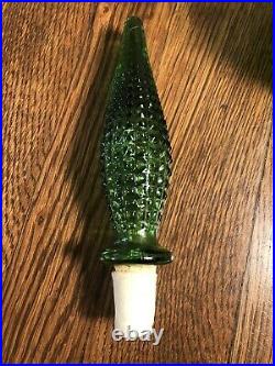 Vintage GREEN Diamond Pattern MCM Empoli Italian Genie Bottle Decanter 22