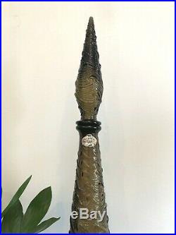 Vintage GUILDCRAFT ITALY Waves Glass GENIE BOTTLE DECANTER Stopper MID-CENTURY