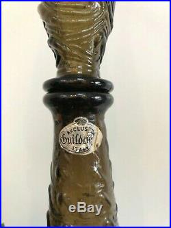 Vintage GUILDCRAFT ITALY Waves Glass GENIE BOTTLE DECANTER Stopper MID-CENTURY