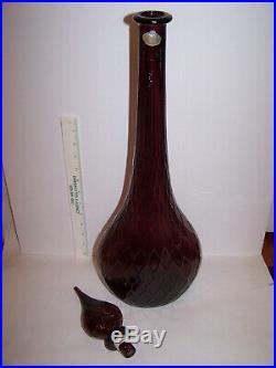 Vintage GUILDCRAFT Italy AMETHYST PURPLE DIAMOND Glass Genie Bottle DECANTER 25 Vintage GUILDCRAFT Italy AMETHYST PURPLE DIAMOND Glass Genie Bottle DECANTER 25