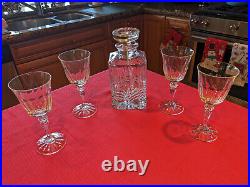 Vintage Galway Liquor / Whisky Decanter & (4) Four Stemmed Glasses Great Set