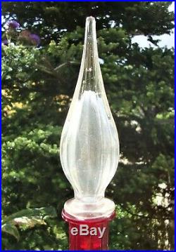 Vintage Genie Bottle Decanter Blood Red Glass 63 cm Tall Superb Condition