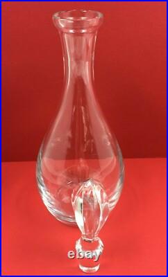 Vintage Genie Bottle Decanter Hand Blown Clear Glass Cut Glass Crystal Stopper