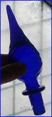 Vintage Genie Bottle Empoli Cobalt Blue Swirl Decanter 26