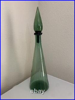Vintage Genie Bottle Empoli Decanter Green Avocado With Stopper 18