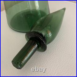Vintage Genie Bottle Empoli Decanter Green Avocado With Stopper 18