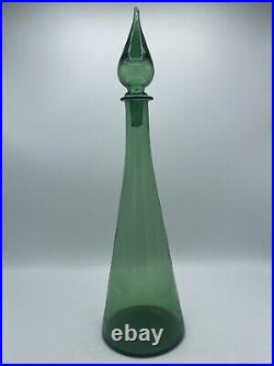 Vintage Genie Bottle Empoli Decanter Green Avocado With Stopper 18 READ