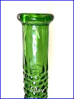 Vintage Genie Bottle Green Decanter 22 MCM EMPOLI Art Glass DIAMOND POINT