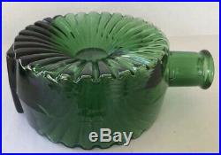 Vintage Genie Bottle Green Donut Ribbed Glass Decanter Mid Century Italy MCM