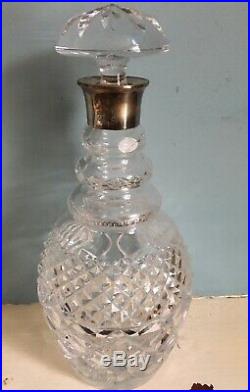 Vintage German Crystal Cut Glass Decanter Cristallerie Oberursel Silver Collar