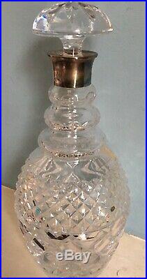 Vintage German Crystal Cut Glass Decanter Cristallerie Oberursel Silver Collar