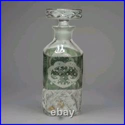 Vintage German Cut Glass Crystal Decanter With5 Cordial Wine Glasses. Mid Centry