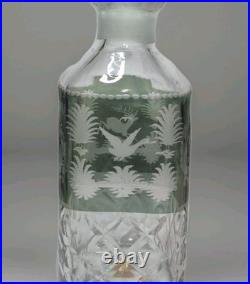 Vintage German Cut Glass Crystal Decanter With5 Cordial Wine Glasses. Mid Centry