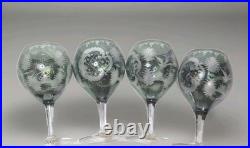 Vintage German Cut Glass Crystal Decanter With5 Cordial Wine Glasses. Mid Centry