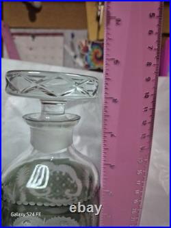 Vintage German Cut Glass Crystal Decanter With5 Cordial Wine Glasses. Mid Centry Vintage German Cut Glass Crystal Decanter With5 Cordial Wine Glasses. Mid Centry