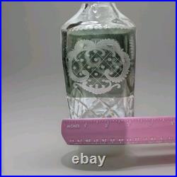 Vintage German Cut Glass Crystal Decanter With5 Cordial Wine Glasses. Mid Centry