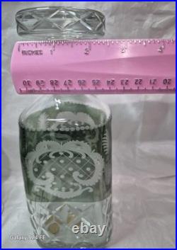 Vintage German Cut Glass Crystal Decanter With5 Cordial Wine Glasses. Mid Centry