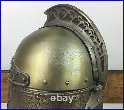 Vintage Gladiator Helmet Alcohol Decanter Set Metal With Glass Decanter