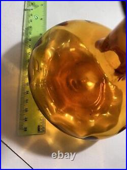 Vintage Glass 5Decanter Amber Hand Blown Rainbow Glass With Glass Ball Stopper