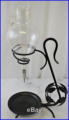 Vintage Glass Austria Wine Aerator Decanter Dispenser Wrought Iron Holder