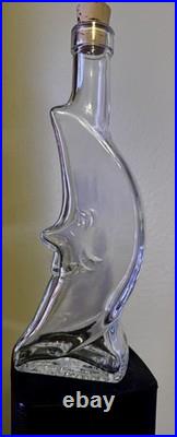 Vintage Glass Crescent Moon Shaped Bottle Decanter 10.75 3D Lunar Decor