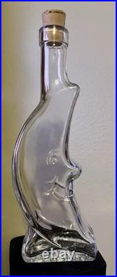 Vintage Glass Crescent Moon Shaped Bottle Decanter 10.75 3D Lunar Decor