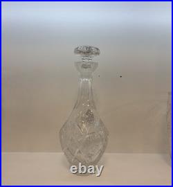 Vintage Glass Crystal Diamond Cut Bottle Decanter Topper Stopper
