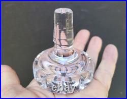 Vintage Glass Decanter Bottle Green Overlay CUT TO CLEAR Lead Crystal