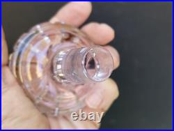 Vintage Glass Decanter Bottle Green Overlay CUT TO CLEAR Lead Crystal