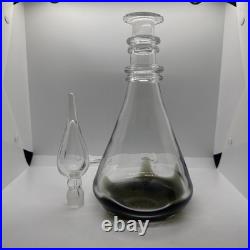 Vintage Glass Decanter Carl Erickson Dark Green Flame Blenko Era