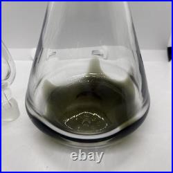 Vintage Glass Decanter Carl Erickson Dark Green Flame Blenko Era