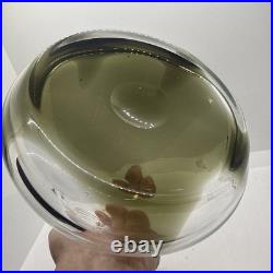 Vintage Glass Decanter Carl Erickson Dark Green Flame Blenko Era