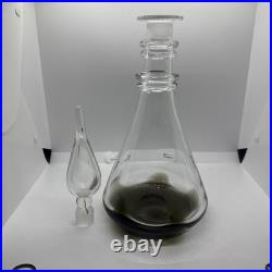 Vintage Glass Decanter Carl Erickson Dark Green Flame Blenko Era