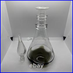 Vintage Glass Decanter Carl Erickson Dark Green Flame Blenko Era