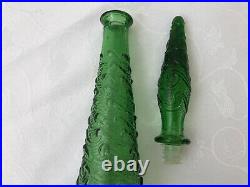 Vintage Glass Decanter Mid Century Italy 21 Tall Wine Genie Bottle Stopper Wave