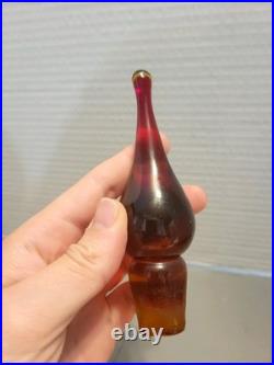 Vintage Glass Decanter Orange Red WithFlame Stopper MCM Rainbow Blenko Swirl