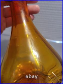 Vintage Glass Decanter Orange Red WithFlame Stopper MCM Rainbow Blenko Swirl
