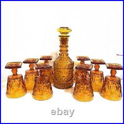 Vintage Glass Decanter Set 10 MCM Spanish Style Textured Barware Collectible