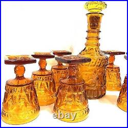 Vintage Glass Decanter Set 10 MCM Spanish Style Textured Barware Collectible