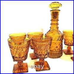 Vintage Glass Decanter Set 10 MCM Spanish Style Textured Barware Collectible